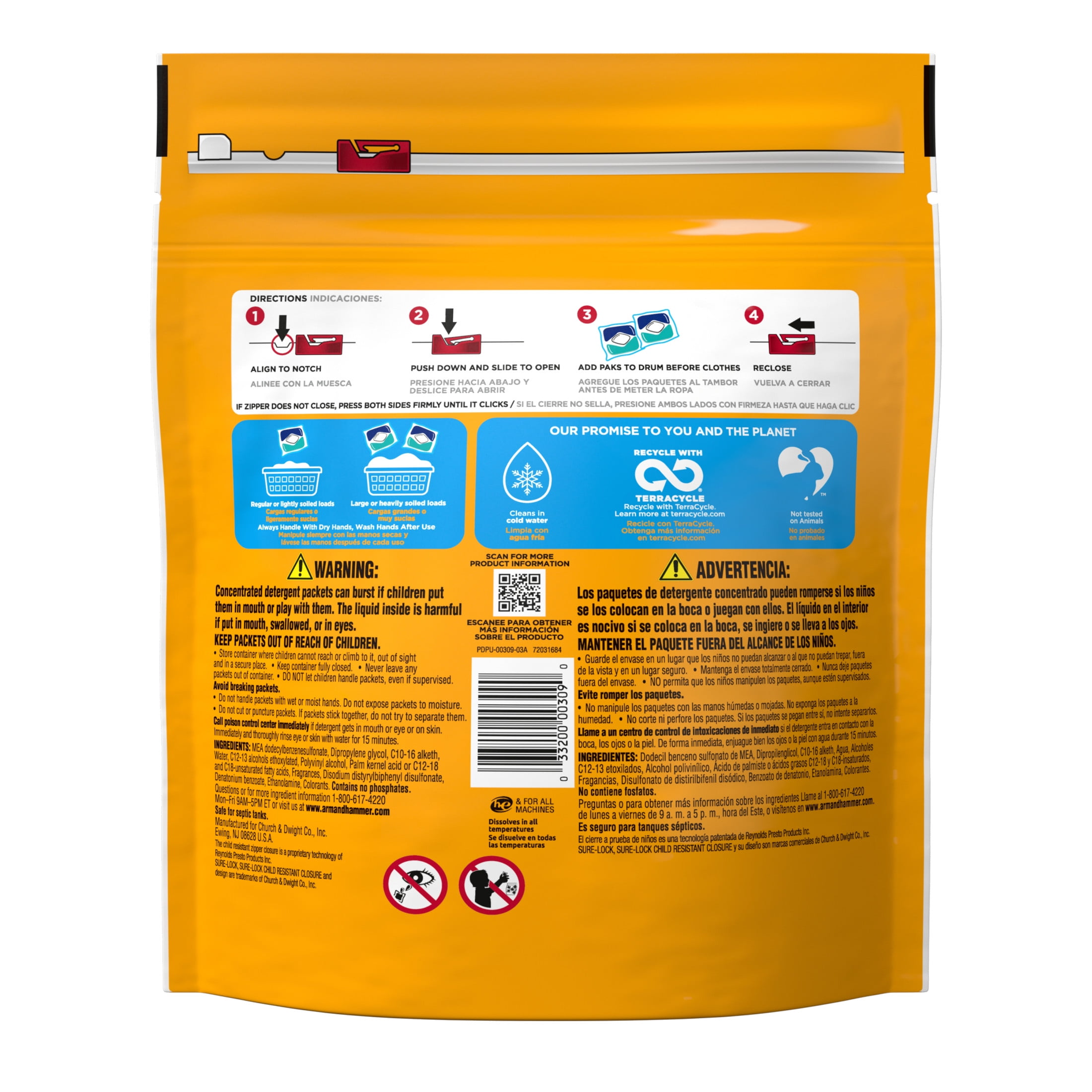 ARM & HAMMER Laundry Detergent Power Paks 42 Count with Clean