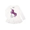 Unicorn Reversible Flip Sequin Long Sleeve Peplum Hem Tee (Little Girls & Big Girls)
