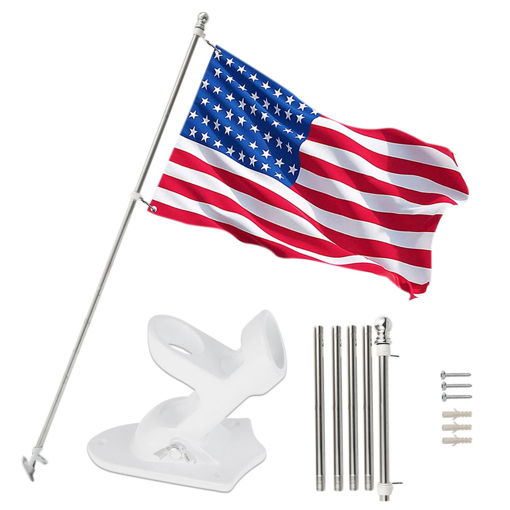 Flag Pole Kit 6 Ft Stainless Steel Heavy Garden Flagpole Outdoor Wall Mounted 