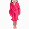 thumbnail image 4 of Boys Girls Kids Hooded Bathrobe,Soft Flannel Loungewear Robe with Adjustable Tie,Cartoon Print,for Toddlers to Kids 2-12 Years Toddler Pajamas Gibobby,Hot Pink,Size 11-12T, 4 of 9