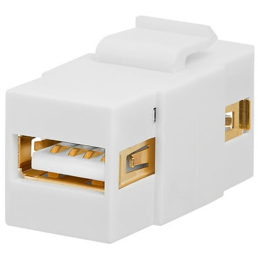 Cmple - Keystone Jack - USB 2.0 A Female to A Female Coupler, Flush Type (White)