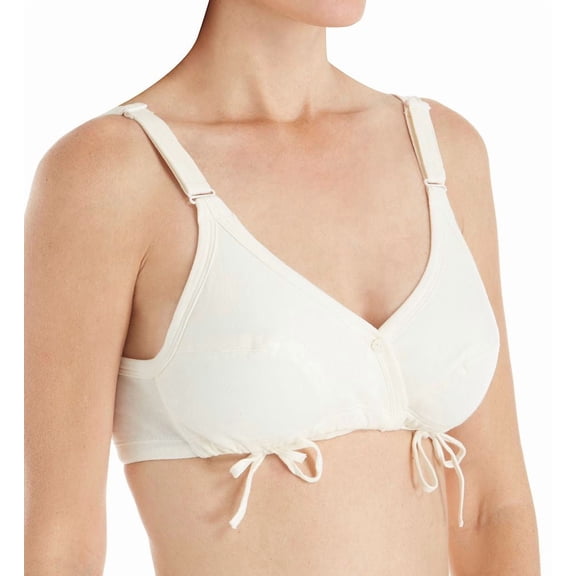 Women's Cottonique W12225 Latex Free Organic Cotton Side-Tie Bra (Natural 36B)