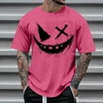 thumbnail image 1 of Blusas y camisas de manga corta con cuello redondo para hombre, blusas casuales de verano a la moda con cuello redondo y estampado para hombre., 1 of 4
