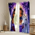 thumbnail image 3 of Castle Fairy Dreamy Black Girl Princess Black Out Curtains for Children Teens,Bling Purple Stars Print Curtains Pack of 2 (42x63 Each),Magical Unicorn Bedroom Curtains,Microfiber Bedroom Decor, 3 of 6