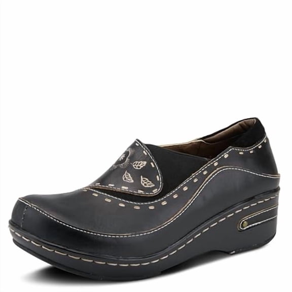 Spring Step L'artiste Burbank Leather Clogs for Women | Designer Hand-Painted Slip-On Shoes | Ladies Casual Platform Clog