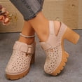 thumbnail image 2 of Rokment Womens Vintage Clogs Dress Sandals 2026 Spring Summer Casual Leather Hollow out Buckles Closed Toe Platform Chunky Block High Heels Slingback Pumps Beige Size 9.5, 2 of 7