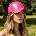 thumbnail image 4 of Ltpwer Leather Baseball Cap for Men Women,Solid Color Adjustable Dad Hat,Smooth Faux Leather Fabric,Multi-Color,Ideal for Street Fashion,Casual Wear,Travel & All-Season Use Hot Pink One size, 4 of 8