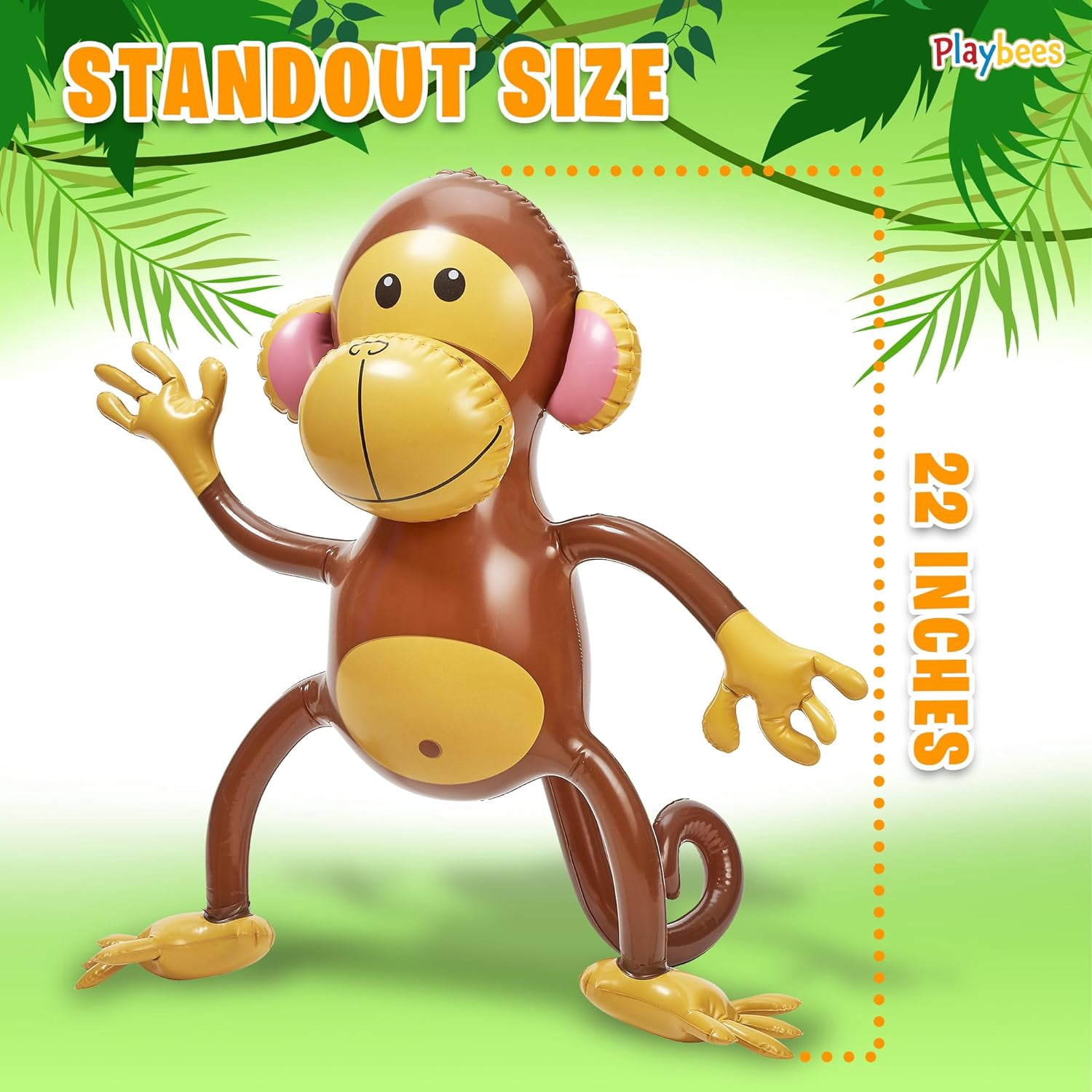 Large Inflatable Monkey 27" - 6 Pack Blow Up Animal Party Favors - Inflatables Jungle Decor, Monkeys for Baby Shower, Safari Birthday Kids & Toddlers Decorations, Ki