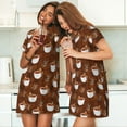 thumbnail image 4 of KLL Mignon Paresseux Ours Relaxant dans une Tasse de Café Imprimé Chemise de Nuit à Manches Courtes pour Femmes Chemise de Nuit Confortable Col Rond Mignonne Robe de Nuit à Volants, 4 of 6