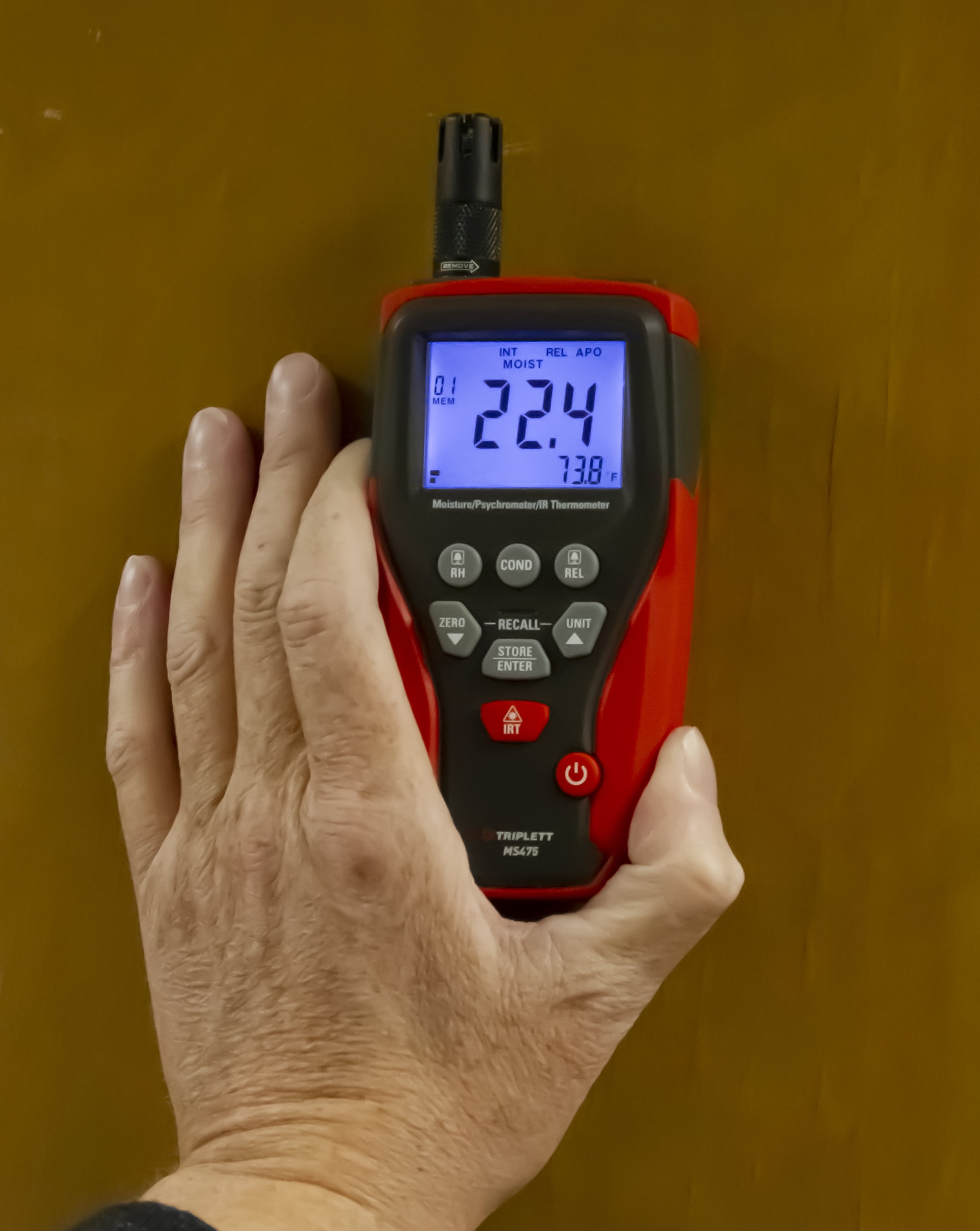 Triplett MS475 Moisture Meter, Psychrometer, IR Thermometer with Built-in Humidity/Temperature Probe