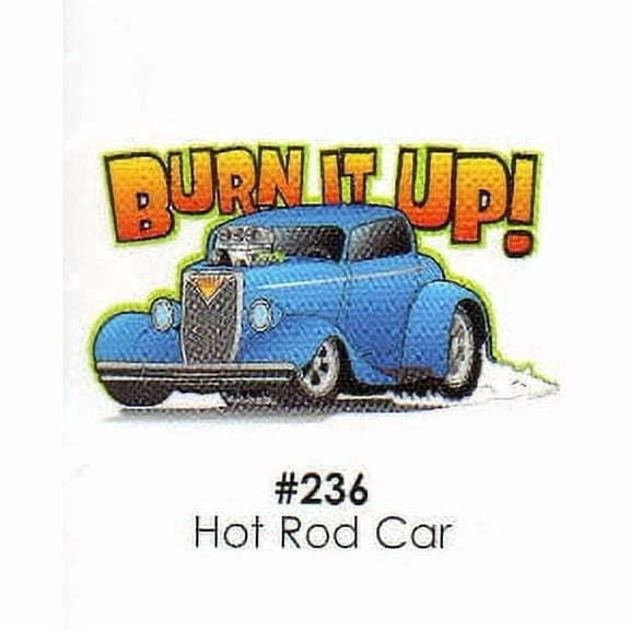 Hot Rod Car Burn it up Birthday Edible Icing Image Cake Topper, by Tnct.