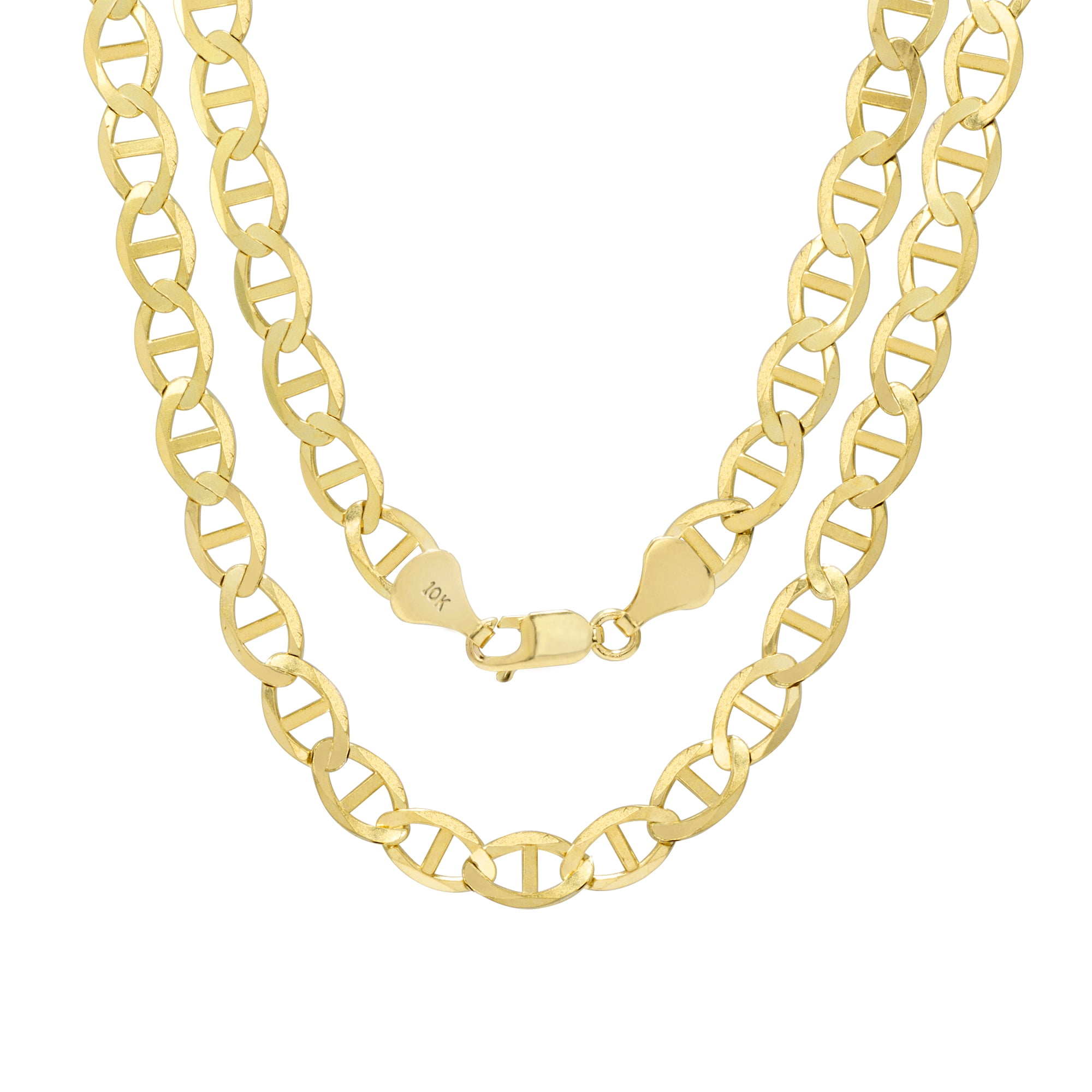 Nuragold 10K Yellow Gold Solid Mens 7.5mm Anchor Mariner Link Chain Necklace, 16" 30