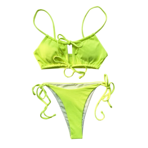 Mujeres vendaje ahueca hacia fuera sólido sexy bikini push-up acolchado traje de baño traje de baño conjunto de ropa de playa Fridja nalpqowj23457