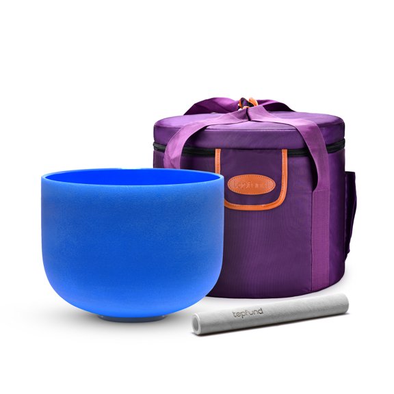 TOPFUND Bule G# Note Crystal Singing Bowl Solar Plexus Chakra 10 inch with Mallet Suede Striker