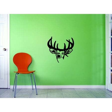 Deer Wall Decor Art - Vinyl Wall Decal Sticker : Deer Head Home Decor Picture Art 14 x 28 Inches