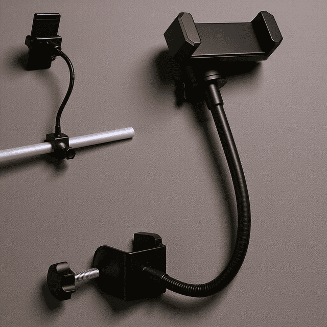 unbranded 1Jgo Abrazadera Ajustable Para Teléfono En Micrófono Soporte Universal Negro Para Grabación Y Streaming