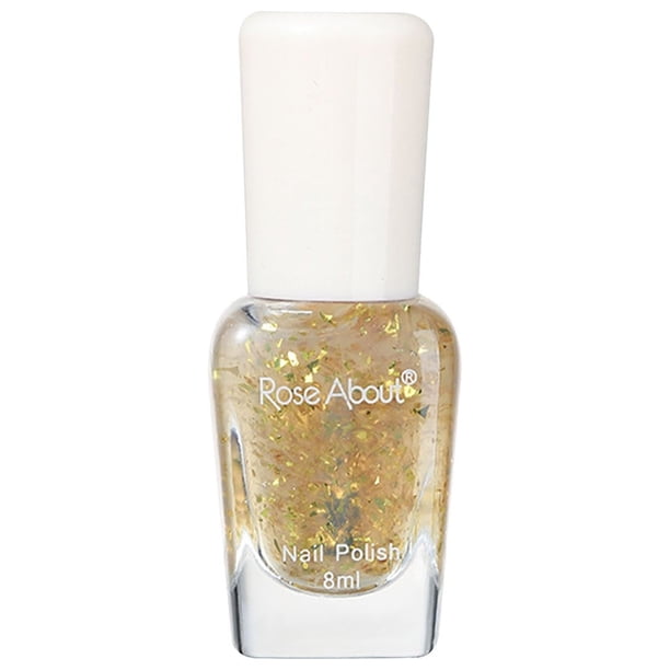 Esmalte de uñas a base de agua, desgarrable, para hornear, sin olor, brillante, con lentejuelas, para realzar las uñas (8 ml)