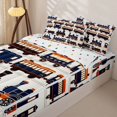 thumbnail image 3 of Manfei Vintage Train Zipper Twin Comforter Sets with Fitted Sheet and 2 Pillowcases,Retro Boys Art Zipper Bedding Set,White,Polkadot Reversible,4pcs, 3 of 8