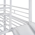 thumbnail image 5 of Twin Over Twin Metal Bunk Bed with Slide and Integrated Ladder, Housebed Bunk Bed for Kids Toddlers, Can be Decorated with Mosquito nets(White with White Slide), 5 of 7