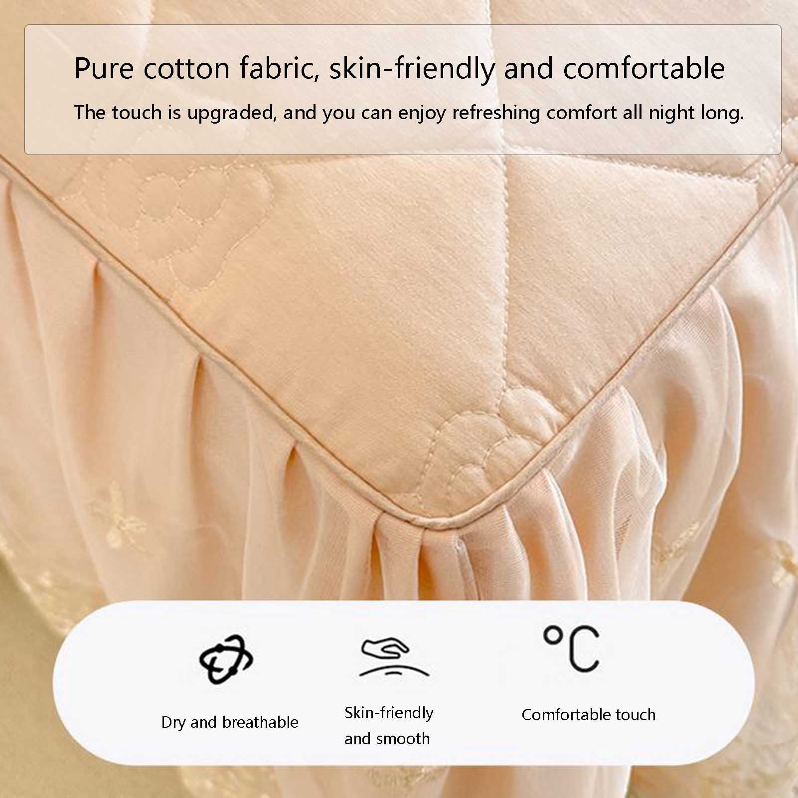Ruffle Bed Skirt Bedspread, Soft Ruffle Bed Valance, Thicken Lace Edge Fitted Sheet Wrap-Around Dust Ruffle Mattress Cover