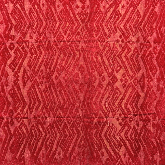 Ahgly Company Indoor Square Abstract Orange Modern Area Rugs, 6' Square