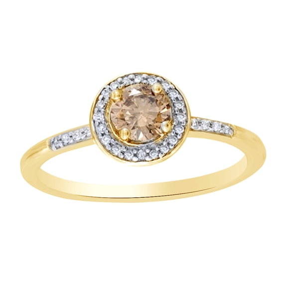 AFFY Champagne & White Natural Diamond Frame Ring in 10k Yellow Gold (0.5 Cttw)