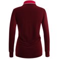 thumbnail image 3 of CLOVERY Women's Activewear 2-Button Long Sleeve Point Collar Polo Shirt (S-3XL), 3 of 5