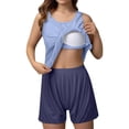 thumbnail image 3 of Lixiuxyad Women's Summer Ice Silk Ribbed Padded Vest With Plus Size Thin And Comfortable & Sleepwear Set Blue, 3 of 5