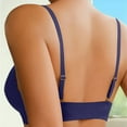 thumbnail image 4 of Riforla Front Closure Bras for Women No Underwire Low Cut Deep V Padded Bralette Seamless Comfy Bras with Support Bras for Women Dark Blue L, 4 of 6
