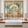 thumbnail image 2 of Ambesonne Peacefulness Kitchen Curtains, Stones Sand and Tree, 55"x30", Camel Reseda Green Blue, 2 of 3