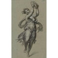 thumbnail image 2 of Pierre-Paul Prud'hon 13x18 Black Ornate Wood Framed Double Matted Museum Art Print Titled - Dancer at the Tambourine (1800), 2 of 5