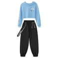 thumbnail image 3 of YEAHDOR Big Girls Juniors Activewear Sweatshirt with Jogger Pants Outfit Set Sports Hip Hop Dance Outfit Light Blue 8, 3 of 7