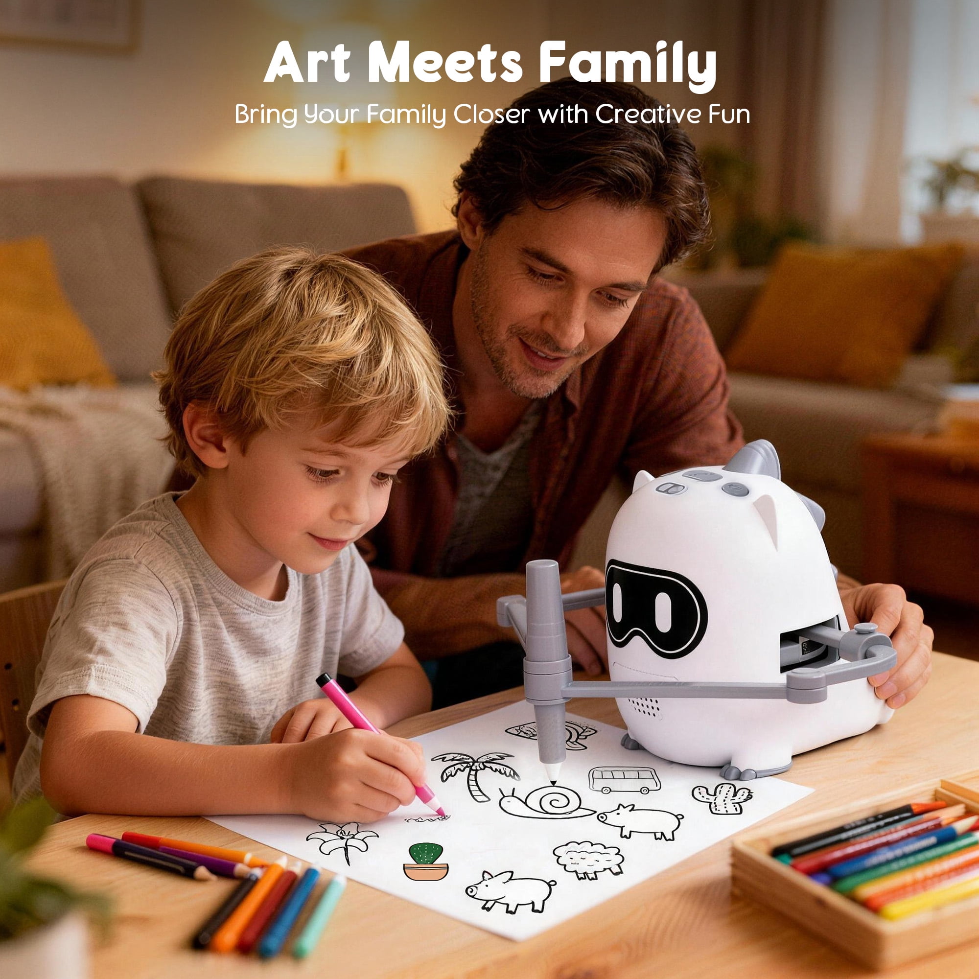 Learning Drawing Robot for Kids, Educational Robot Toys with Voice Interaction, Montessori Painting Smart Robots for Boys Girls birthday gifts Age 2-3-4