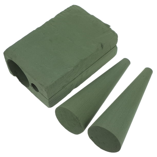 2 esponjas de flores en forma de cono para kit de ramo de boda y suministros de arreglos florales para decoración del hogar y plantas artificiales, color verde