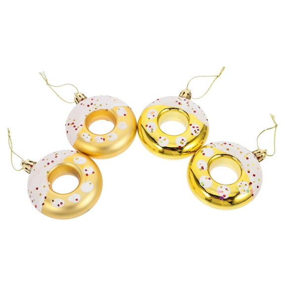 Masteelf 4pcs Christmas Cupcake Ornaments Plastic Christmas Tree Donut Hanging Ornaments Mini Cupcake Donut Dessert Ornament for Xmas Tree Pendant Home Birthday Party