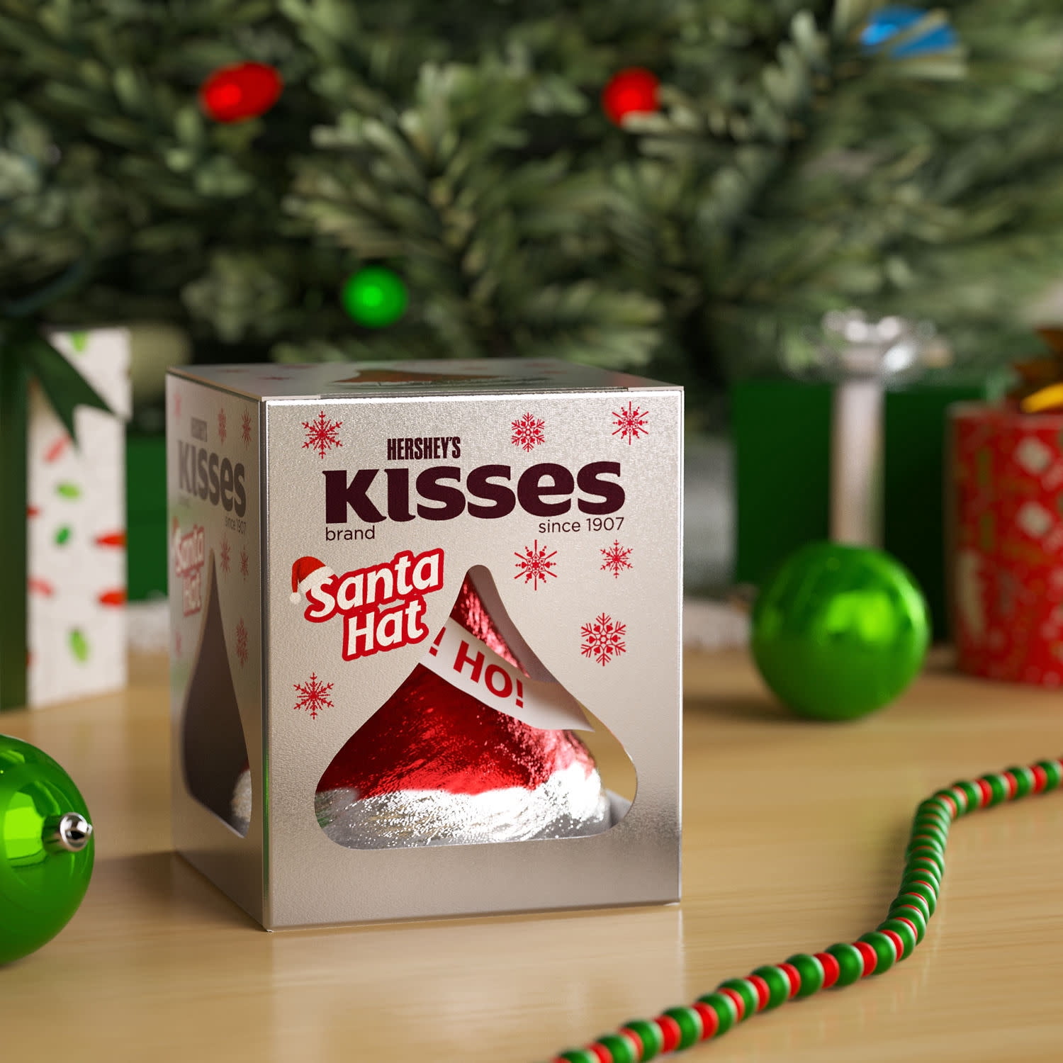 (5 pack) Hershey's Kisses Solid Milk Chocolate Santa Hat Christmas Candy Stocking Stuffers, Gift Box 1.45 oz