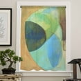 thumbnail image 4 of Teal Blue Brown Semi Sheer Curtains Drapes for Living Room, Bedroom, French Doors Window 108 Inches Long, Modern Oil Painted Abstract Rod Pocket Chiffon Curtain Drapery Voile Draperies Panel, 4 of 6