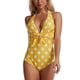 thumbnail image 3 of Traje de baño triangular con escote halter, espalda descubierta y escote en V profundo para divertirse en la playa, talla M Bikini de lunares amarillos vibrantes, 3 of 6