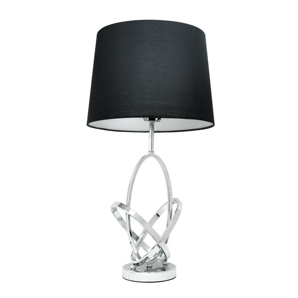 Elegant Designs Mod Art Polished Chrome Table Lamp with Black Shade