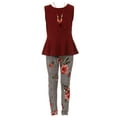 thumbnail image 3 of Big Girls 4 Pieces Girl Pant Set Long Sleeve Jacket Necklace Floral Plaid Pant Tank Top Burgundy 14 (J21KS41), 3 of 4