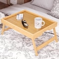 thumbnail image 4 of Bamboo Bed Table Tray with Foldable Legs, Large Breakfast Bed Tray with Handles for Food, Snack Small Laptop (Natural), 4 of 5
