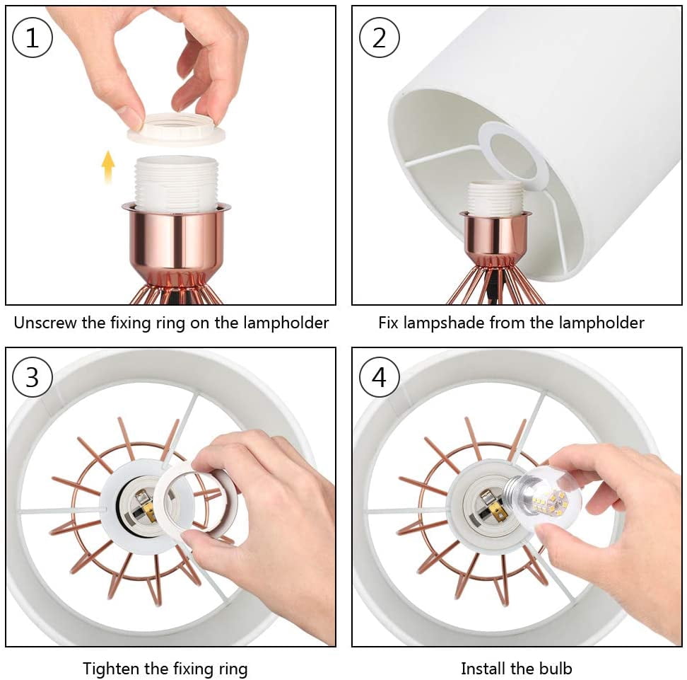 Oumilen Rosegold 2 Pack Table Lamps Hollow Base with Linen Shade