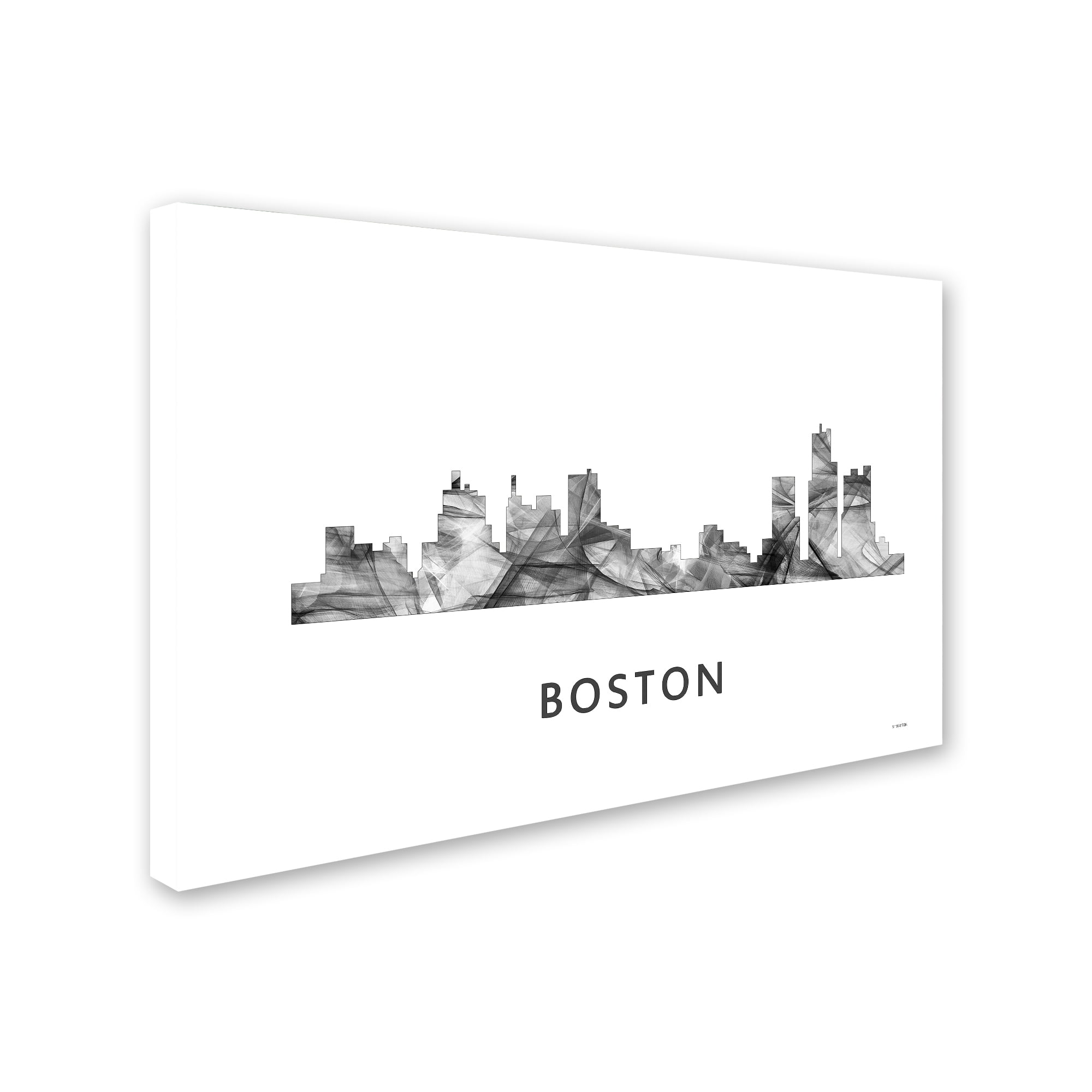 Trademark Fine Art 'Boston Mas Skyline WB-BW' Canvas Art by Marlene Watson