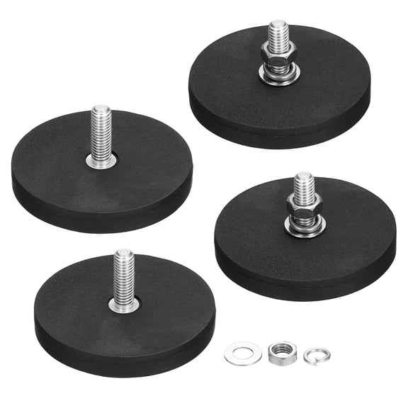 4 Pcs 1.7" Dia Rubber Coated Magnets, 19LBS Magnet Base with M5 Male Threaded Studs and Nut