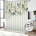 thumbnail image 4 of Sage Green Floral Flowers Shower Curtain, Watercolor Plant Leaves with Floral Bathroom Decor Waterproof Fabric Shower Curtain Set 72x72 Inch White, 4 of 9