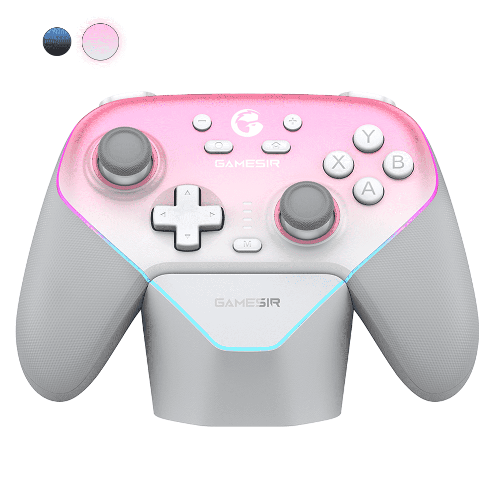GameSir Super Nova Multi-platform Wireless Gaming Controller for PC/Switch/iOS/Android with Smart Auto Start-Stop Charging Dock(Whipped Pink Version)
