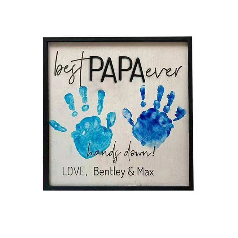 Family Handprint Kit, DIY Makes Father's Day Handwritten and Hand-Painted Gifts, DIY Craft Keepsake Wooden Frame, Wooden Decorations, and Wooden