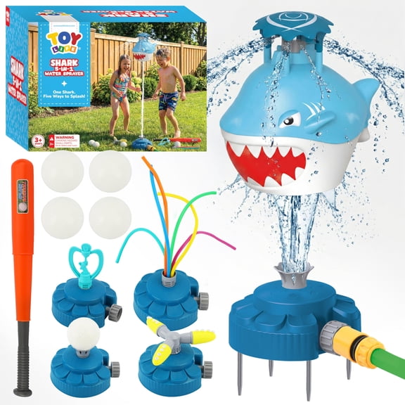 TOY Life Shark t Ball Sprinkler for Kids Ages 4-8 to 8-12, Water Sprinklers Outdoor Toy, Spinning Lawn Sprinkler for Toddlers and Big Kids Backyard Summer Fun, Baseball Water Toy