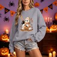 thumbnail image 4 of Enyan Halloween Shirts Women Funny Pumpkin Ghost Shirts Long Sleeve Holiday Fall Tee Tops Halloween Womens Shirts Grey,XXL, 4 of 6