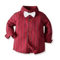 thumbnail image 3 of TAIAOJING Kid Toddler Boy Clothes Outfit Toddler Boys Long Sleeve Stripe Tops And Pants 3PCS Child Kids Gentleman Bowtie Set&Outfits Overalls For 4-5 Years, 3 of 8